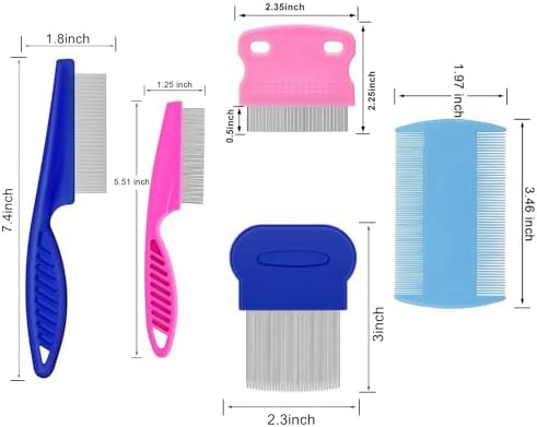 5 Pack Flea Lice Comb,Stainless Steel Dog Cat Grooming Combs with Rounded Teeth,Double Sided Professional Pet Tear Stain Remover,Dematting Tool for Small, Ideal for all pet - Image 2