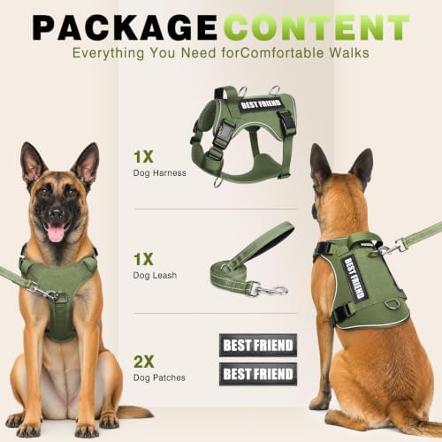 WINSEE No Pull Tactical Dog Harness with Leash Set with 2 Patches - Image 2