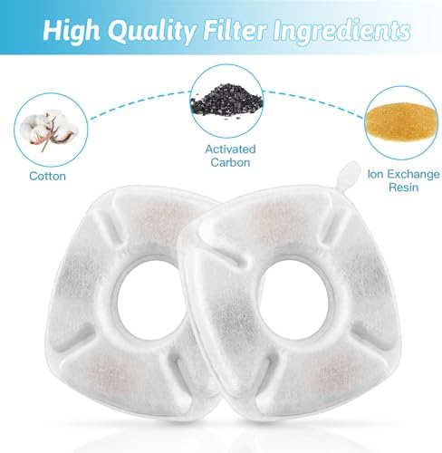 8 Pcs Cat Fountain Replacement Filters 4 Pack Cat Water Fountain Replacement Filters with 4 Pack Pre-Filter Sponges, Pet Fountain Filter Fit for 95oz/2.8L Automatic Pet Fountain Cat Water Fountain - Image 5