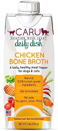 Caru Daily Dish Chicken Bone Broth, Topper – Dogs & Cats – 17.6 oz, 1 Pack by CARU