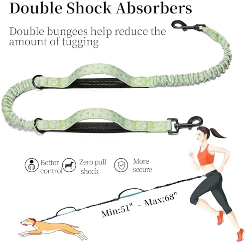 iYoShop Hands Free Dog Leash with Zipper Pouch, Green Heart, Large - Image 5