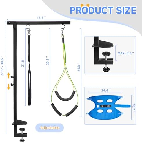 Dog Grooming Arm for Table,with Hammock & Haunch Holder for small dogs - Image 3
