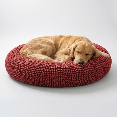 Muddy Mat® Cloud K-9 Bed for Dogs & Cats, Soft & Relaxing Donut Dog Bed, Chenille Material, Removable Cover, Washable & Dryer Safe–Red Large(40'x40') by MuddyMat%C2%AE
