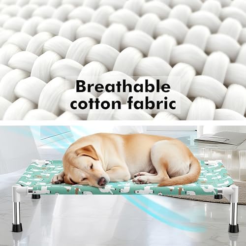 Cute Alpaca Print Elevated Dog Bed - Portable Cooling Pet Cot,M - Image 4