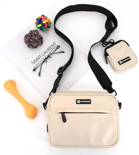 Dog Treat Pouch with Removable Small Pet Training Treat Pouches, Built-in Poop Bag Dispenser, Adjustable Shoulder Strap Cross Body Dog Walking Bag (Beige) - Image 2