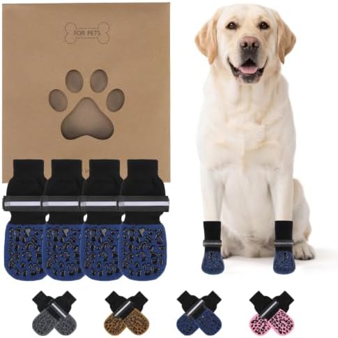 KOOLTAIL Anti Slip Dog Socks to Prevent Licking Paws,Dog Shoes for Hot Pavement, Reflective Traction Control Booties, Dogs Boots & Paw Protector for Hardwood Floors Small Medium Large Senior Dogs by KOOLTAIL