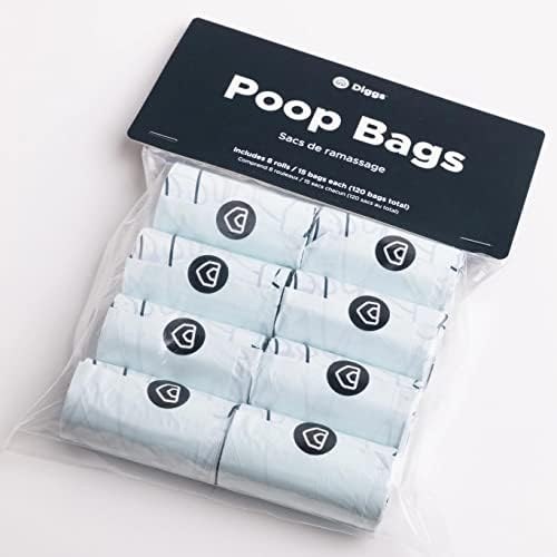 Diggs No-Tear Dog Poop Bags Refill, 8 Rolls, 120 Count, Recycled Plastic by Diggs