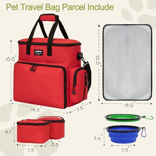 LARIPOP Dog Travel Bag Airline Friendly for Small Medium Large Dogs, Pet Travel Organizer with Collapsible Bowls Food Containers Mat, Waterproof Portable Tote for Dog Outdoor Travel - Image 2