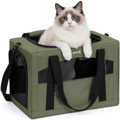 Pecute Cat Carrier Stable, Pet Carrier with Privacy Partition,Green by pecute