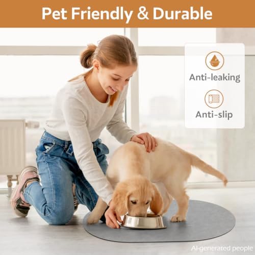 MontVoo Absorbent Dog Food Mat-Dog Mat for Food and Water Bowl | Quick Dry Pet Dish Mat, No Stains & Easy Clean Cat Rug for Messy Drinkers Cat Accessories Pet Supplies, 16"x24", Lightgrey - Image 4