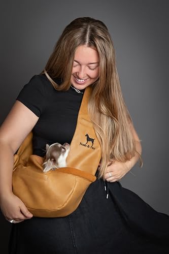 Noah & Paw Dog Sling Carrier for Small Dogs 3-10lb, Dog Sling for Small Dogs and Cats, Dog Carrier with Adjustable Padded Strap, Vegan Leather Lined with Fur, 3X Safety Features, Machine Washable - Image 3