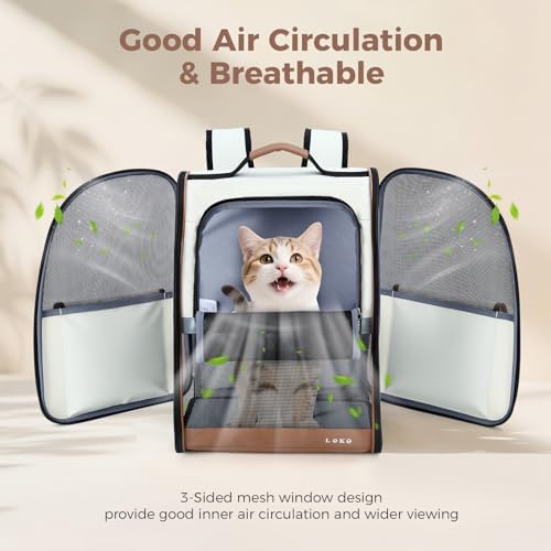 Lekereise Cat Backpack Carriers, Dog Carrier Backpacks with Breathable Mesh for Small Medium Cats Dogs Puppy Up to 18 Lbs, Pet Foldable Carrying Backpack Ventilated for Travel Hiking Collapsible - Image 3