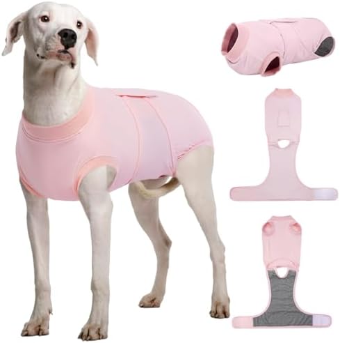 Kuoser Dog Recovery Suit, Female Male Spay Neuter Surgery Suit, Pink, XL by Kuoser