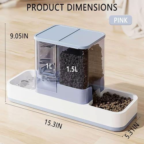 kathson Gravity Cat Food and Water Dispenser Automatic Dog Feeder Waterer 2 in 1 Auto Pet Food and Water Bowl Set Self Feeding for Puppy Kitten，Blue - Image 6