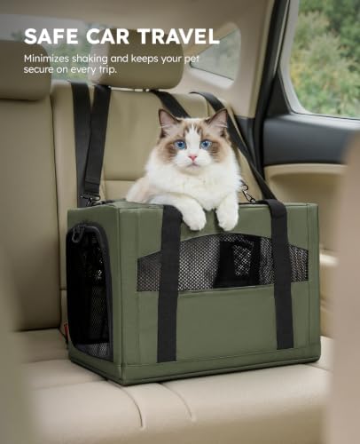 Pecute Cat Carrier Stable, Pet Carrier with Privacy Partition,Green - Image 6