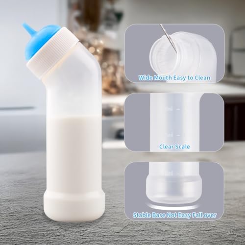 Pet Nursing Bottle for Newborn Animals,Kitten Bottle Feeding Kit Silicone Nipple for Kittens Puppys Rabbits Squirrel (Blue, Small) - Image 6