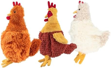 Best Pet Supplies Interactive Squeaky Dog Chew Toy, Ideal Dog Toys for Chewers, Small, Medium & Large Dogs, and Fetch Lovers - Crinkle Chicken (Brown, Beige, Wine Red), Large by BestPetSuppliesLLC