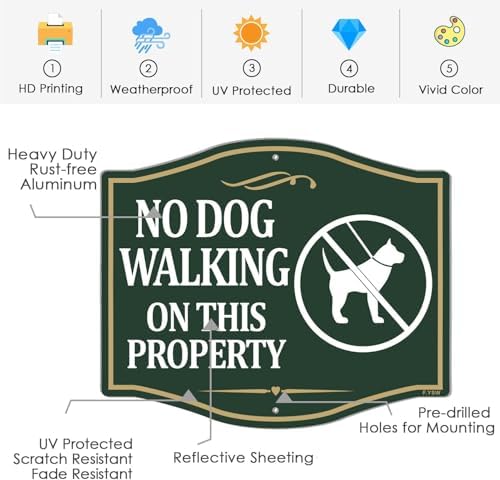 No Dog Walking On This Property Sign Private No Dogs Allowed Keep Off Grass 12" x 10" With 28" Long Metal StakesWith Stand Aluminum Outdoor Use Yard Business - Image 3