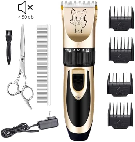 Highdas Dog Clippers for Grooming Low Noise, Cordless Electric Dog Grooming Kit Clippers Rechargeable, Quiet Dog Shaver, Pet Hair Trimmer Kit for Dogs & Cats (Gold) - Image 2