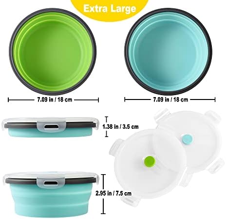 Large Collapsible 40 OZ Travel Dog Bowls, 2 Pack with Lids, Foldable Silicone Food & Water Bowl for Large Dogs, Lightweight & Leak Proof, Perfect for Outdoor Travel, Camping & Hiking - Image 2
