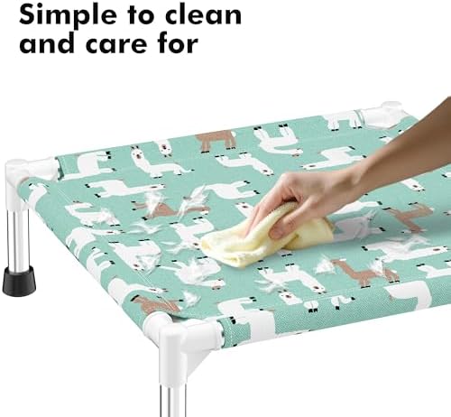 Cute Alpaca Print Elevated Dog Bed - Portable Cooling Pet Cot for Small Dog - Image 5
