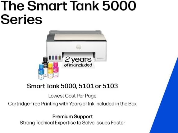 HP Smart Tank 5103 Wireless All-in-One Ink Tank Printer, Scanner,2 Years of Ink, 100 Sheets of Photo Paper Included, Cartridge-Free, Refillable, AI-Enabled (5D1B2A) - Image 6