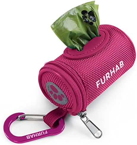 FURHAB Dog Poop Bag Holder for Leash with Carabiner Clip Soft Fabric by FURHAB