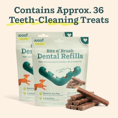 WOOF Bite n' Brush Dog Dental Sticks, Refills for Chew Toy, Beef, 2 Pack - Image 4