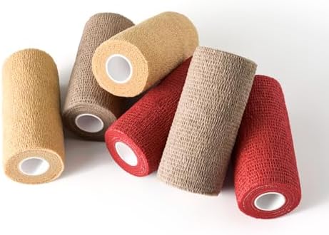 WePet Pet Wrap, Self-Adhesive, Only Sticks to Itself, Non-Woven Tape for Dog Legs, Paws, Wounds, First Aid Cohesive Gauze for Horse, Cat, Bird, Animal, 6 Rolls, 4 Inch, Solid Color A by WePet