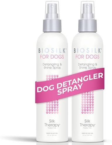 BioSilk for Dogs Silk Therapy Detangling and Shine Spray, 8 Fl Oz, 2-Pack by BioSilk