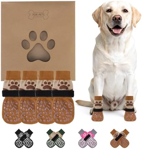 KOOLTAIL Dog Socks for Hot/Cold Pavement to Prevent Licking Paws for Hardwood Floors,Anti Slip,Pet Boots&Paw Protector with Grippers,Puppy Shoes Booties for Small Medium Large Senior Dogs by KOOLTAIL