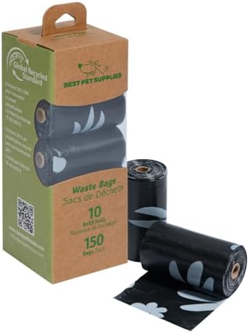 Best Pet Supplies GRS Poop Bags for Dogs - Black, 150 Count, Unscented by BestPetSuppliesLLC