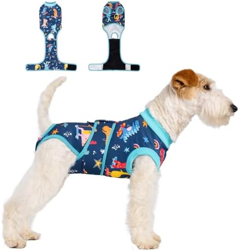 Dog Surgery Recovery Suit,Female Male Dog Onesie for Spay Neuter,Substitute E-Collar & Cone,Anti-Licking Breathable Onesie for Small Medium Large Dogs,New Dinosaur Pattern M by VPETBR