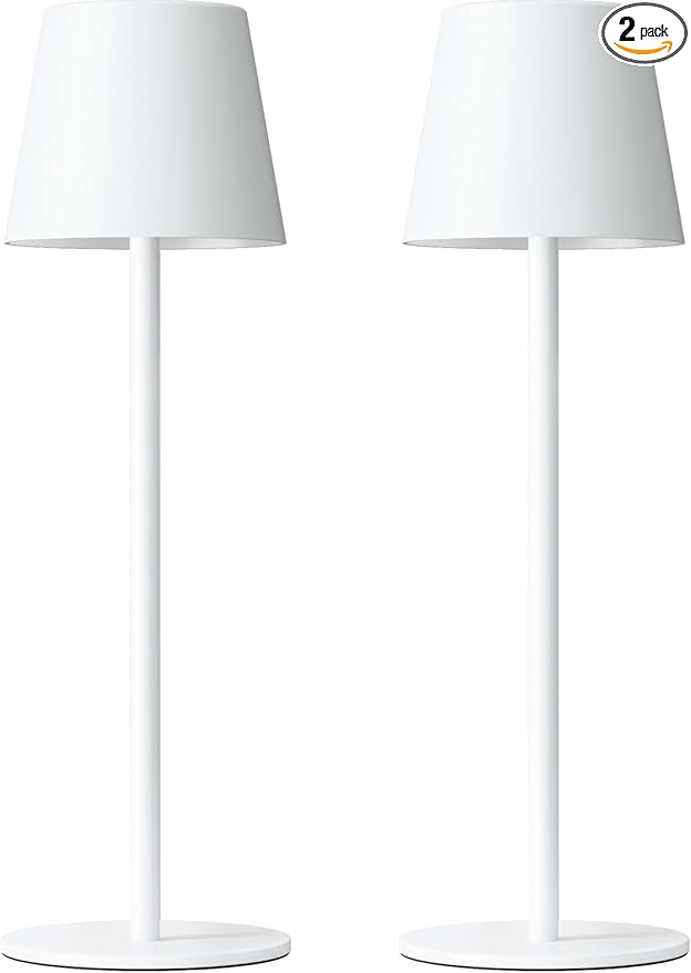Kakanuo White Cordless Table Lamp Rechargeable - 2 Pack 5000mAH Battery Operated Lamp for Table, 3 Color Stepless Dimming Wireless Lamp for Kitchen Counter, Touch Control by KakanuoLightings