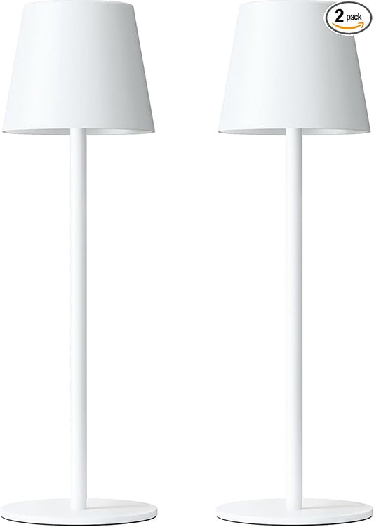 Kakanuo White Cordless Table Lamp Rechargeable - 2 Pack 5000mAH Battery Operated Lamp for Table, 3 Color Stepless Dimming Wireless Lamp for Kitchen Counter, Touch Control by KakanuoLightings