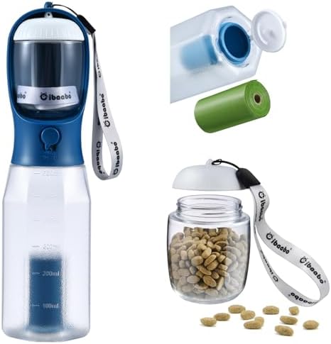 Cibaabo Dog Water Bottle with Food Container & Poop Bag Holder & Filter by Cibaabo