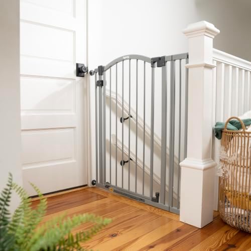 Summer Infant Extra Tall & Wide Safety Pet and Baby Gate, 29.5"-53" Wide, 38" Tall, Pressure or Hardware Mounted, Install on Wall or Banister in Doorway or Stairway, Auto Close Walk-Thru Door - Gray - Image 2