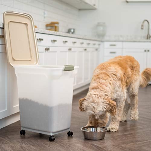 IRIS USA Dog Food Storage Container, Up to 42lbs, Almond/Pearl, Made in USA - Image 2