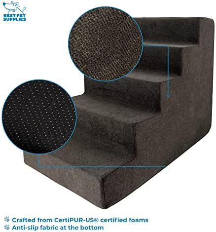 Best Pet Supplies Dog Stairs for Small Dogs & Cats, Foam Pet Steps Portable Ramp for Couch Sofa and High Bed Non-Slip Balanced Indoor Step Support, Paw Safe No Assembly - Dark Brown, 5-Step - Image 3