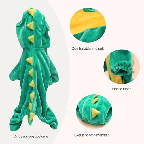 Hotumn Dinosaur Dog Halloween Costume Pet Dino Hoodie for Large Dogs (XXXX-Large, Green) - Image 3