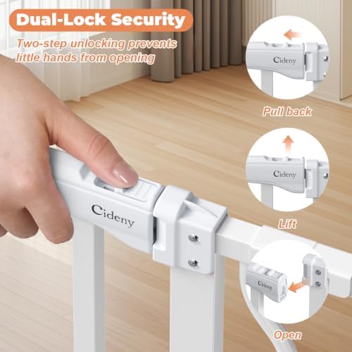 34" Tall Baby Gate No Drilling, Auto Close Dog Gate Indoor, White - Image 3