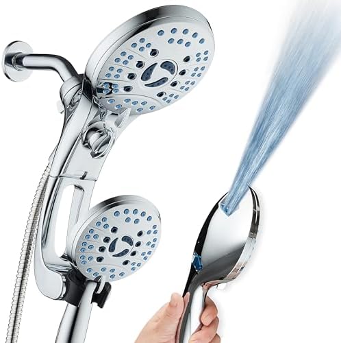 AquaCare 50-mode High Pressure Shower Head Combo with Arm & Dual Power Wash by HotelSpa