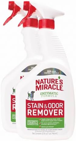 Nature’s Miracle Stain and Odor Remover Dog, 32 Ounces, Everyday Mess Enzymatic Odor Control Formula (Pack of 2) by NaturesMiracle