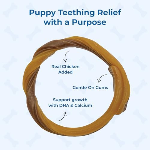 N-Bone Puppy Teething Rings, Taste of Texas Chicken Fajitas Flavor, Natural Puppy Teething Chews, Helps Soothe Teething Gums, Calcium Enriched Chew Treats, 3 Rings - Image 3