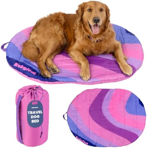Travel Dog Bed, 42x30in, Foldable & Packable with Carry Bag, Pink by Rubyloo