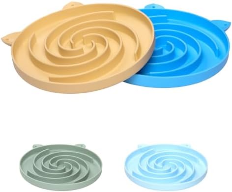 Bifeaw Slow Feeder Cat Bowl, Easy to Clean Silicone Bowl, Ideal for Dry and Wet Food (Yellow and Blue) by Bifeaw