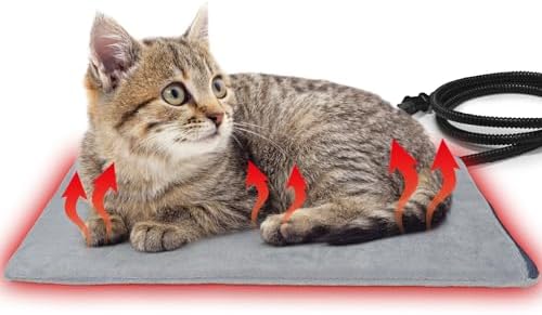 Pet Heating Pad for Cats and Small Dogs,Heated Cat Bed for cat House Auto Temperature Control Waterproof Indoor Electric Pet Heating Pads for Cats with Chew Resistant Cord,16 * 12inch by PETZOOKA