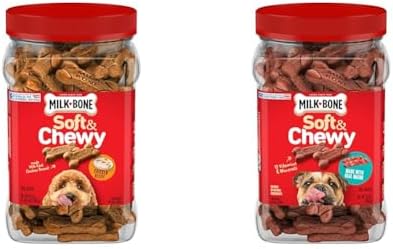 Milk-Bone Soft & Chewy Dog Treats Bundle: Chicken Recipe 25 Ounce + Real Bacon 25 Ounce by Milk-BoneDogTreats