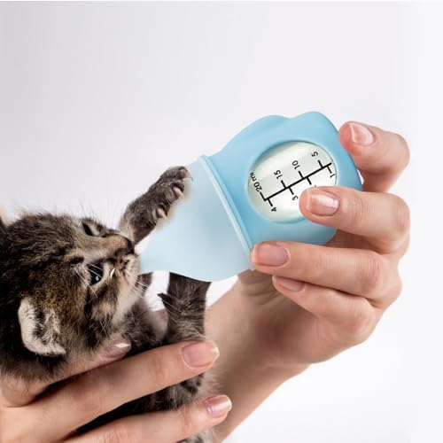 Ergonomic Pet Nursing Bottle,Puppy Bottles for Nursing Puppy Milk - 20ml Slow Flow Kitten Bottle Feeding kit for Newborn Kittens/Puppies/Small Animals, Easy-Clean Silicone Feeder (‌Blue‌) - Image 6