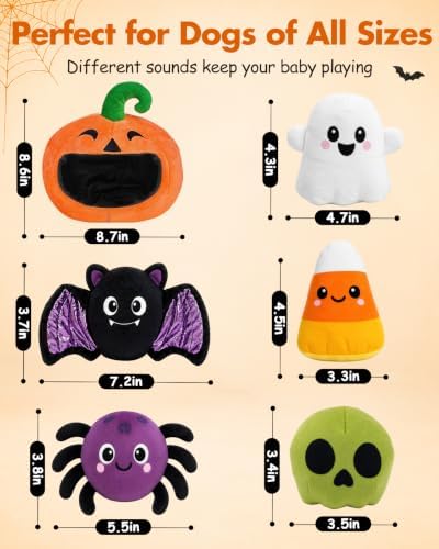 Swooflia 6 PCS Halloween Hide and Seek Dog Toys, Pumpkin Ghost - Image 3